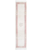 Chinese 2'6'' X 11'11'' Hand-Knotted Wool Rug 2'6'' x 11'11'' (75 X 358) / Ivory / Pink