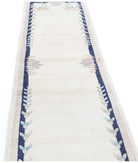 Chinese 2'6'' X 11'10'' Hand-Knotted Wool Rug 2'6'' x 11'10'' (265 X 363) / Ivory / Blue