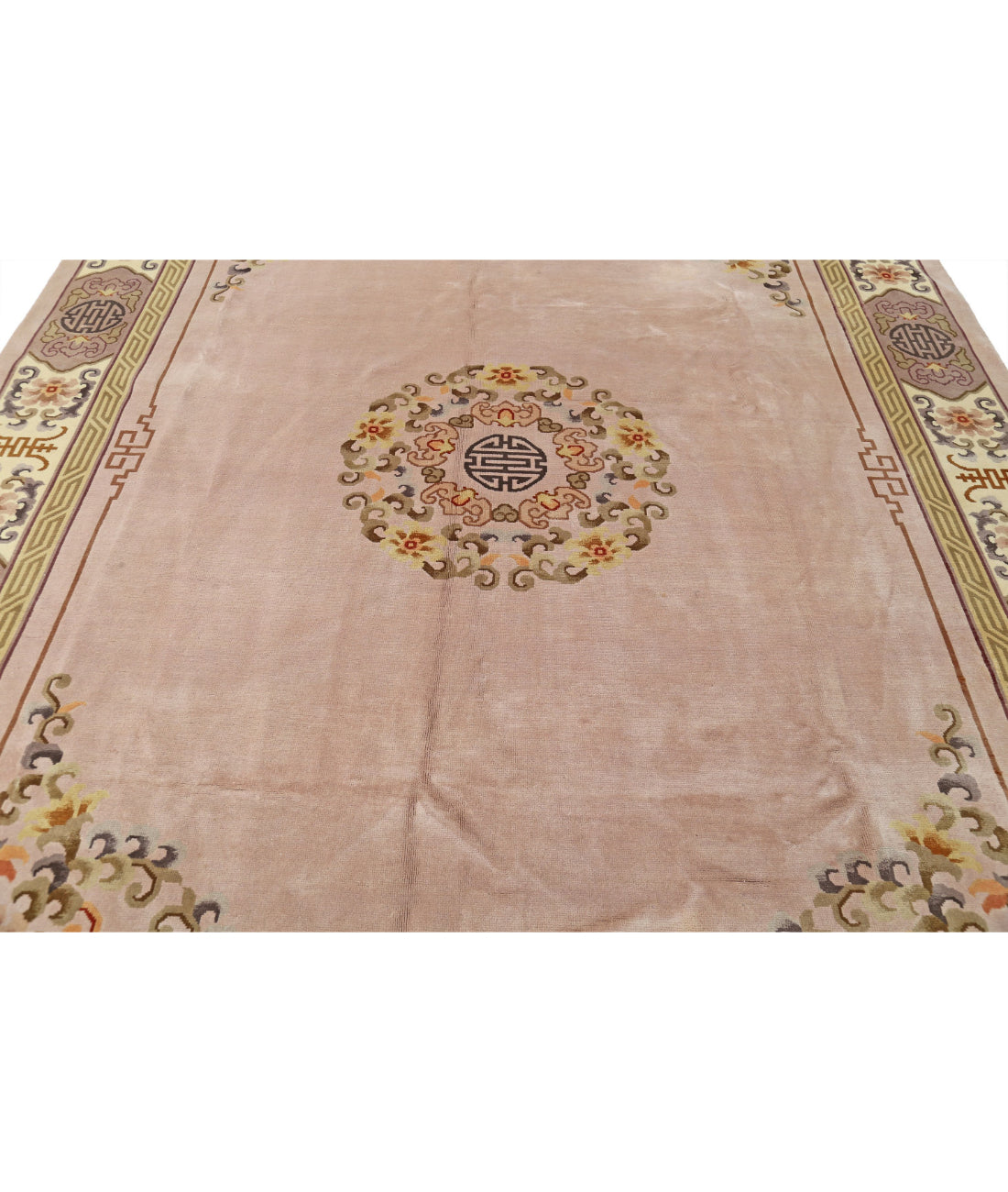 Chinese 8'10'' X 12'1'' Hand-Knotted Wool Rug 8'10'' x 12'1'' (118 X 358) / Lilac / Ivory