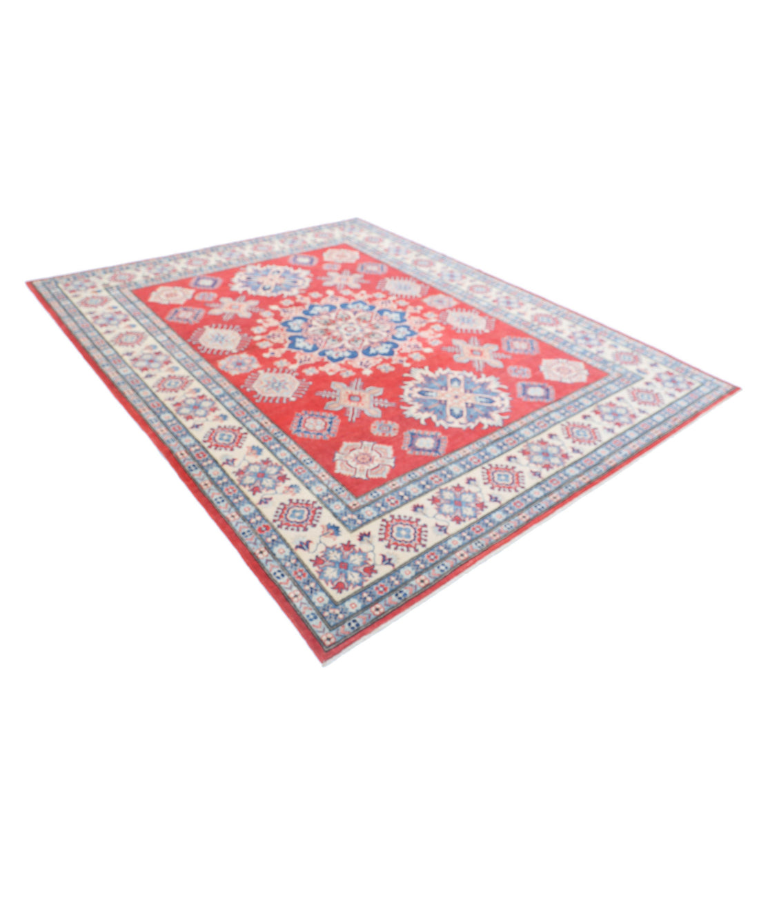 Kazak 8'0'' X 9'10'' Hand-Knotted Wool Rug 8'0'' x 9'10'' (240 X 295) / Red / Ivory