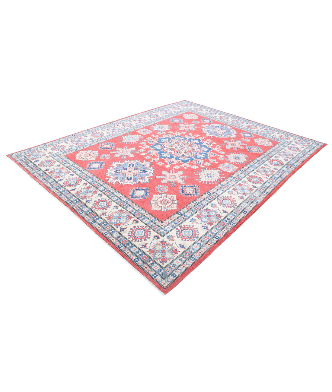 Kazak 8'0'' X 9'10'' Hand-Knotted Wool Rug 8'0'' x 9'10'' (240 X 295) / Red / Ivory