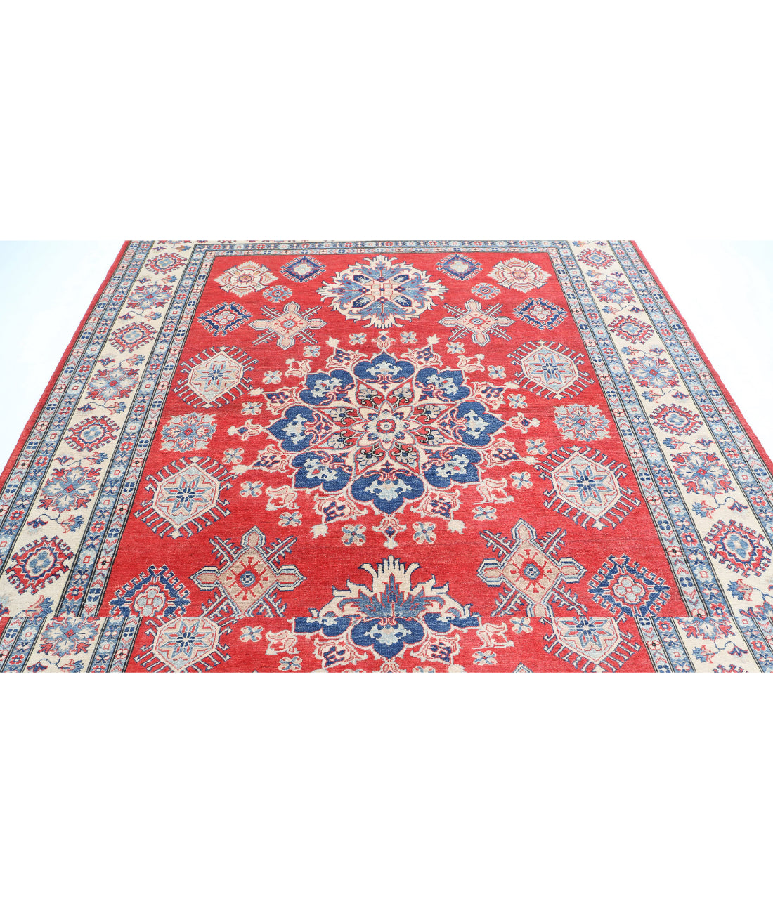 Kazak 8'0'' X 9'10'' Hand-Knotted Wool Rug 8'0'' x 9'10'' (240 X 295) / Red / Ivory