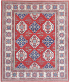 Kazak 8'0'' X 9'9'' Hand-Knotted Wool Rug 8'0'' x 9'9'' (240 X 293) / Red / Ivory