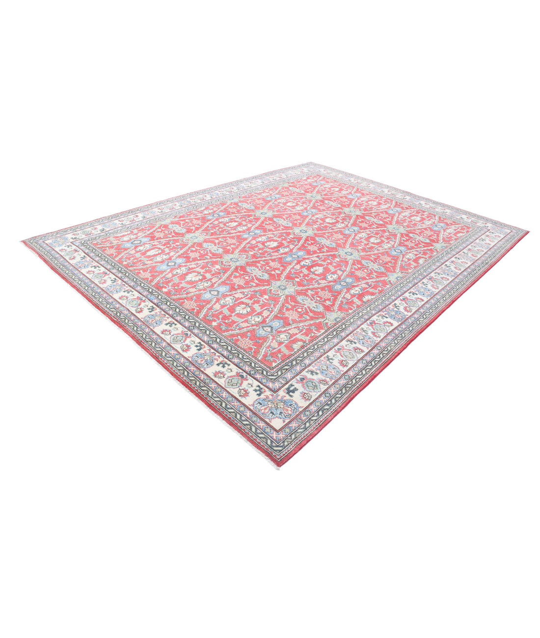 Kazak 8'10'' X 11'7'' Hand-Knotted Wool Rug 8'10'' x 11'7'' (265 X 348) / Red / Ivory