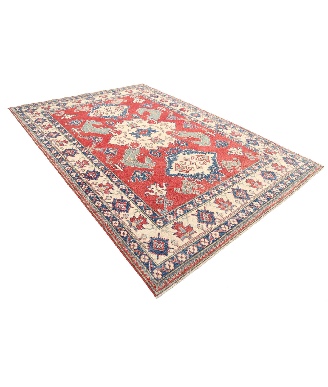 Kazak 7'10'' X 11'0'' Hand-Knotted Wool Rug 7'10'' x 11'0'' (235 X 330) / Red / Ivory