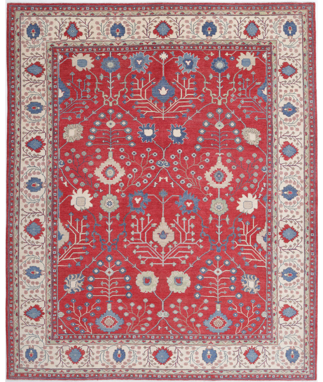 Kazak 9'4'' X 11'6'' Hand-Knotted Wool Rug 9'4'' x 11'6'' (280 X 345) / Red / Ivory