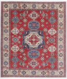 Kazak 8'1'' X 9'6'' Hand-Knotted Wool Rug 8'1'' x 9'6'' (243 X 285) / Red / Ivory