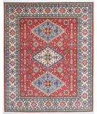 Kazak 7'10'' X 9'11'' Hand-Knotted Wool Rug 7'10'' x 9'11'' (235 X 298) / Red / Ivory