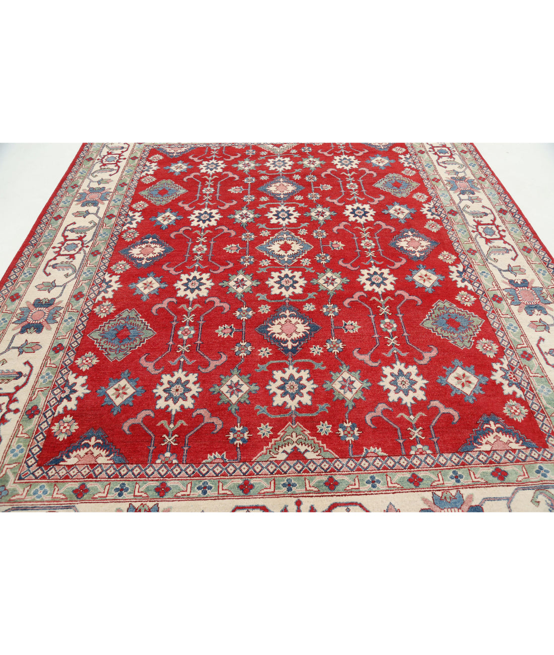 Kazak 8'3'' X 9'10'' Hand-Knotted Wool Rug 8'3'' x 9'10'' (248 X 295) / Red / Ivory