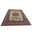 Kazak 6'7'' X 9'5'' Hand-Knotted Wool Rug 6'7'' x 9'5'' (198 X 283) / Ivory / Red