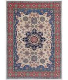 Kazak 6'7'' X 9'5'' Hand-Knotted Wool Rug 6'7'' x 9'5'' (198 X 283) / Ivory / Red