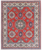 Kazak 8'1'' X 9'10'' Hand-Knotted Wool Rug 8'1'' x 9'10'' (243 X 295) / Red / Ivory