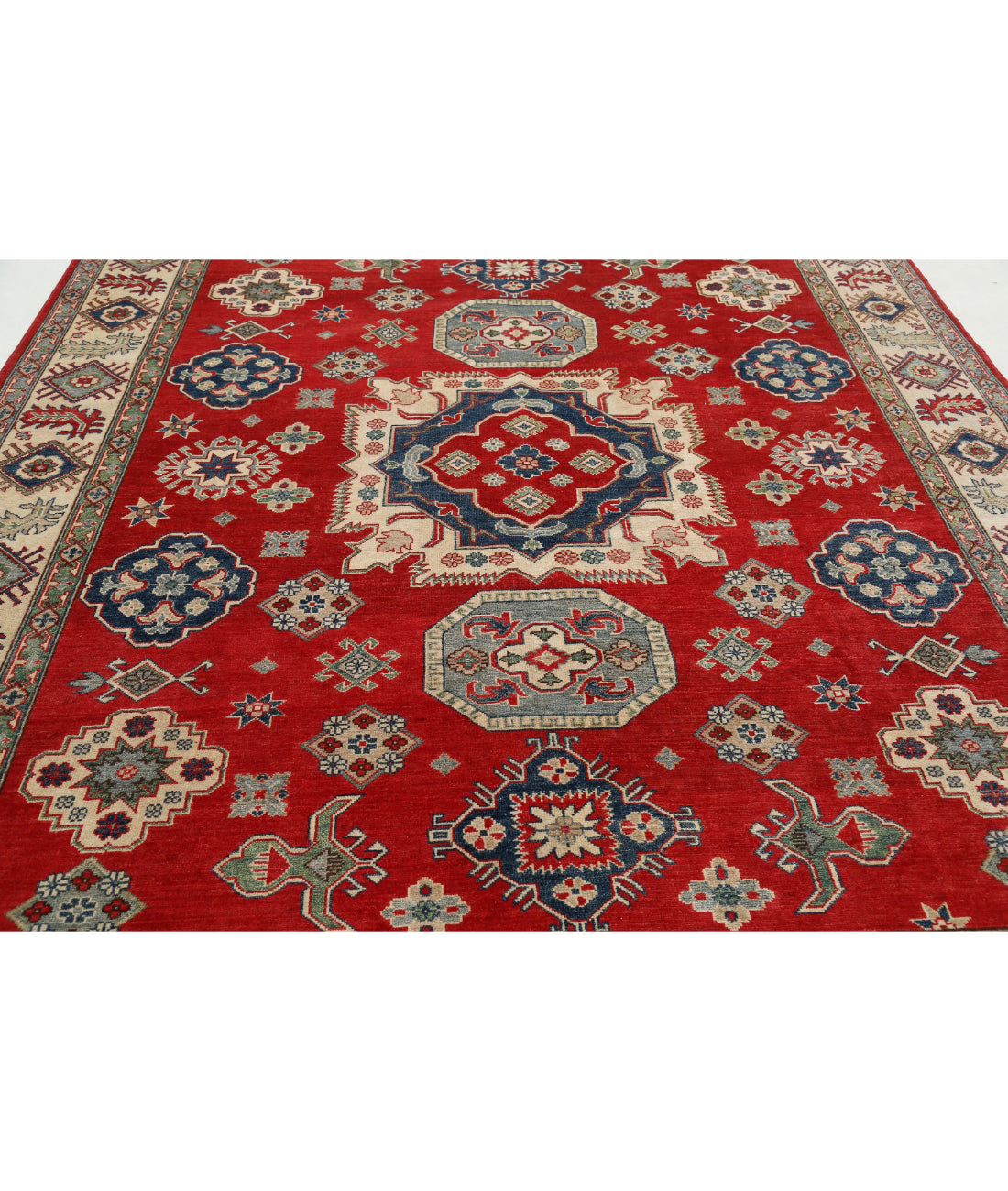 Kazak 8'3'' X 10'1'' Hand-Knotted Wool Rug 8'3'' x 10'1'' (248 X 303) / Red / Ivory