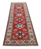 Kazak 2'8'' X 9'7'' Hand-Knotted Wool Rug 2'8'' x 9'7'' (80 X 288) / Red / Ivory