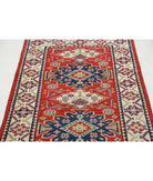 Kazak 2'9'' X 9'2'' Hand-Knotted Wool Rug 2'9'' x 9'2'' (83 X 275) / Red / Ivory