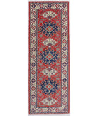 Kazak 2'9'' X 9'2'' Hand-Knotted Wool Rug 2'9'' x 9'2'' (83 X 275) / Red / Ivory