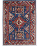 Kazak 4'10'' X 6'7'' Hand-Knotted Wool Rug 4'10'' x 6'7'' (145 X 198) / Blue / Red