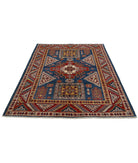 Kazak 5'0'' X 6'8'' Hand-Knotted Wool Rug 5'0'' x 6'8'' (150 X 200) / Blue / Ivory