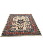 Kazak 5'0'' X 6'8'' Hand-Knotted Wool Rug 5'0'' x 6'8'' (150 X 200) / Ivory / Red