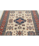 Kazak 5'0'' X 6'8'' Hand-Knotted Wool Rug 5'0'' x 6'8'' (150 X 200) / Ivory / Red