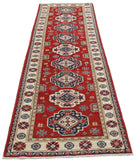 Kazak 2'9'' X 9'7'' Hand-Knotted Wool Rug 2'9'' x 9'7'' (83 X 288) / Red / Ivory