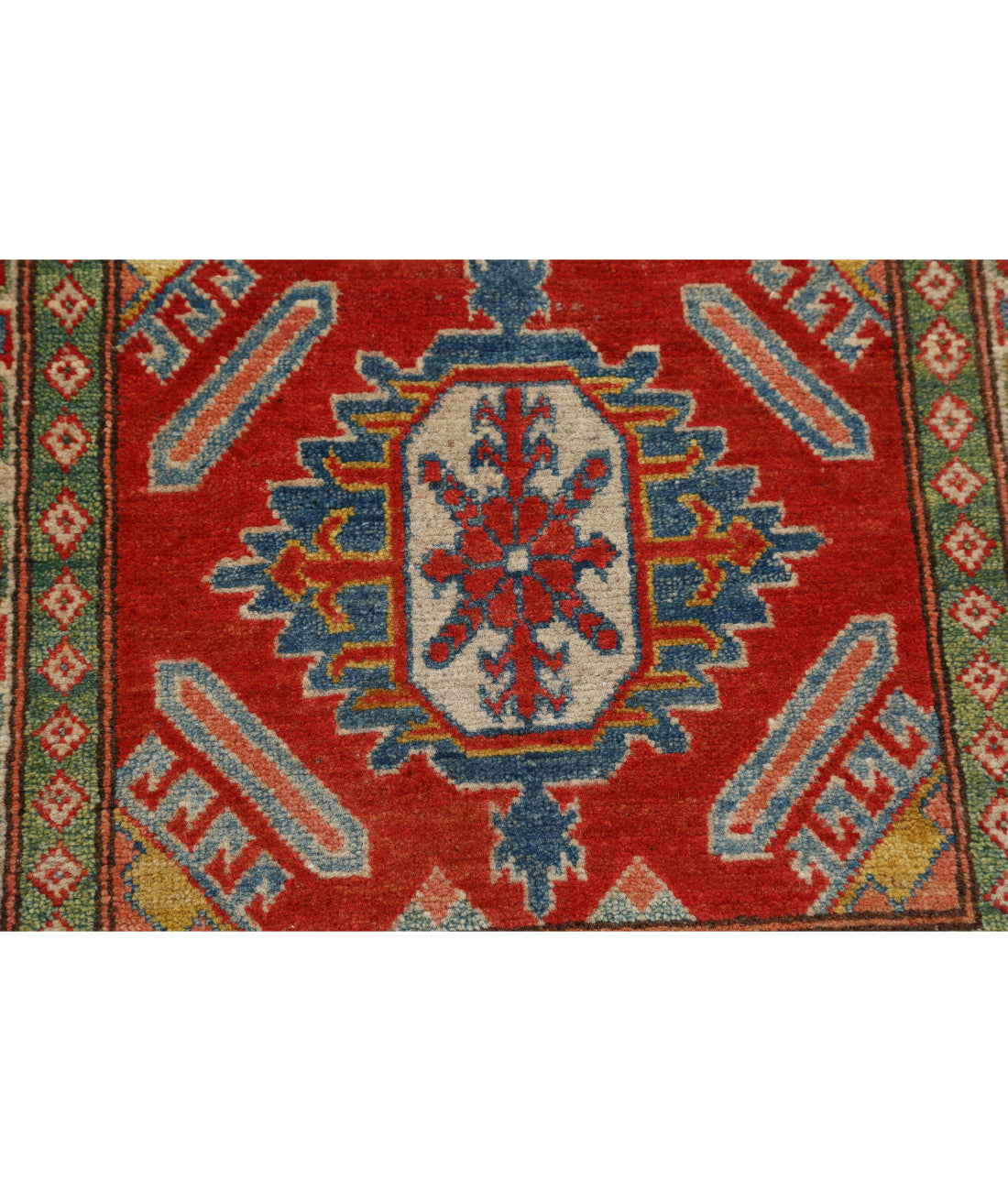 Kazak 2'8'' X 9'3'' Hand-Knotted Wool Rug 2'8'' x 9'3'' (80 X 278) / Red / Ivory