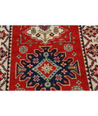 Kazak 2'10'' X 8'1'' Hand-Knotted Wool Rug 2'10'' x 8'1'' (85 X 243) / Red / Ivory