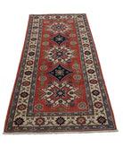 Kazak 2'8'' X 6'9'' Hand-Knotted Wool Rug 2'8'' x 6'9'' (80 X 203) / Red / Ivory