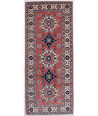 Kazak 2'8'' X 6'9'' Hand-Knotted Wool Rug 2'8'' x 6'9'' (80 X 203) / Red / Ivory