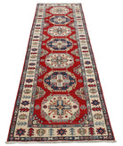 Kazak 2'7'' X 9'8'' Hand-Knotted Wool Rug 2'7'' x 9'8'' (78 X 290) / Red / Ivory