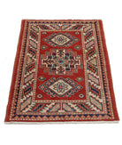 Kazak 2'0'' X 3'0'' Hand-Knotted Wool Rug 2'0'' x 3'0'' (60 X 90) / Red / Ivory