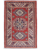 Kazak 2'0'' X 3'0'' Hand-Knotted Wool Rug 2'0'' x 3'0'' (60 X 90) / Red / Ivory