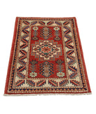 Kazak 2'0'' X 2'11'' Hand-Knotted Wool Rug 2'0'' x 2'11'' (60 X 88) / Red / Ivory