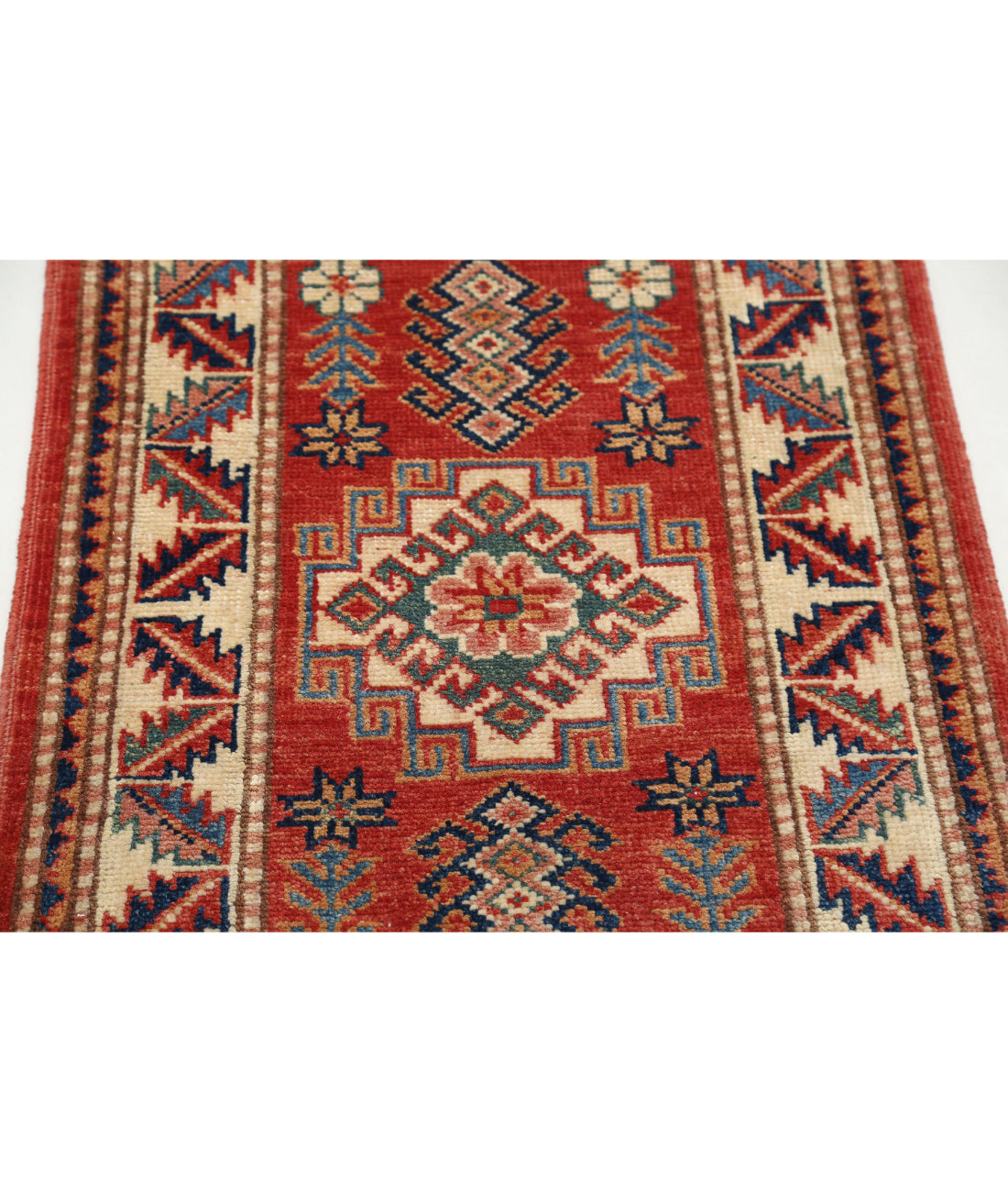 Kazak 2'0'' X 2'11'' Hand-Knotted Wool Rug 2'0'' x 2'11'' (60 X 88) / Red / Ivory