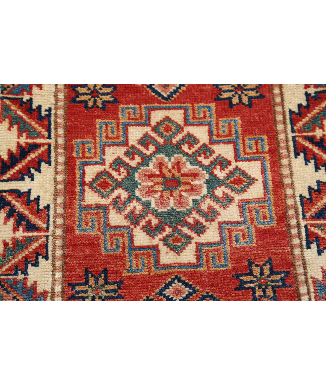 Kazak 2'0'' X 2'11'' Hand-Knotted Wool Rug 2'0'' x 2'11'' (60 X 88) / Red / Ivory