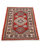 Kazak 2'0'' X 2'11'' Hand-Knotted Wool Rug 2'0'' x 2'11'' (60 X 88) / Red / Ivory