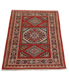 Kazak 2'1'' X 3'0'' Hand-Knotted Wool Rug 2'1'' x 3'0'' (63 X 90) / Red / Ivory