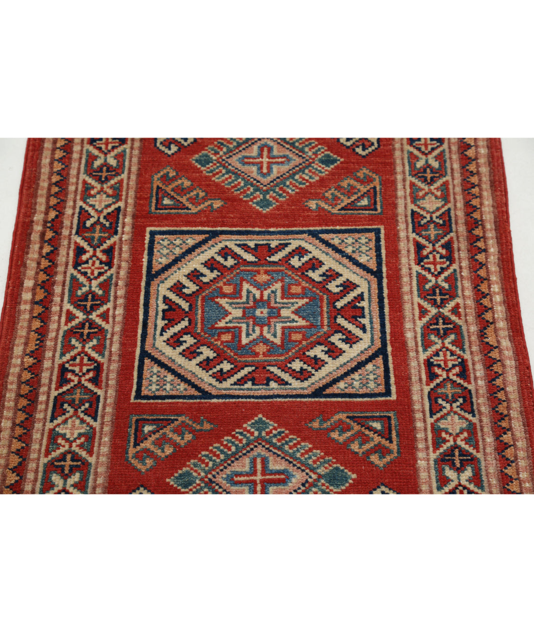 Kazak 2'1'' X 3'0'' Hand-Knotted Wool Rug 2'1'' x 3'0'' (63 X 90) / Red / Ivory