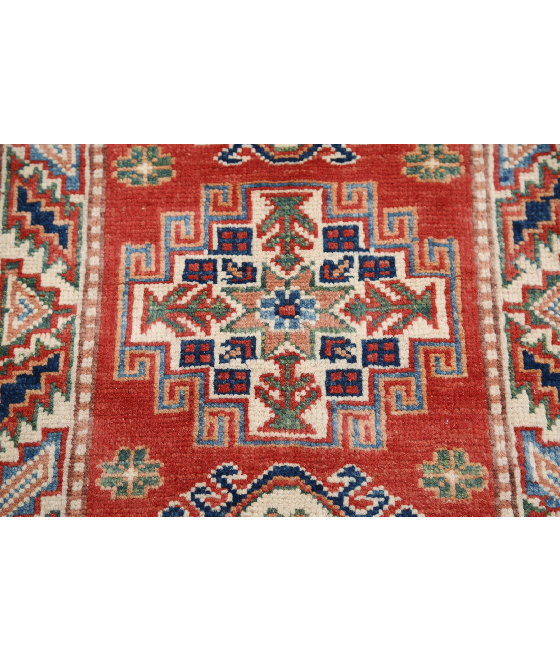 Kazak 2'0'' X 2'11'' Hand-Knotted Wool Rug 2'0'' x 2'11'' (60 X 88) / Red / Ivory