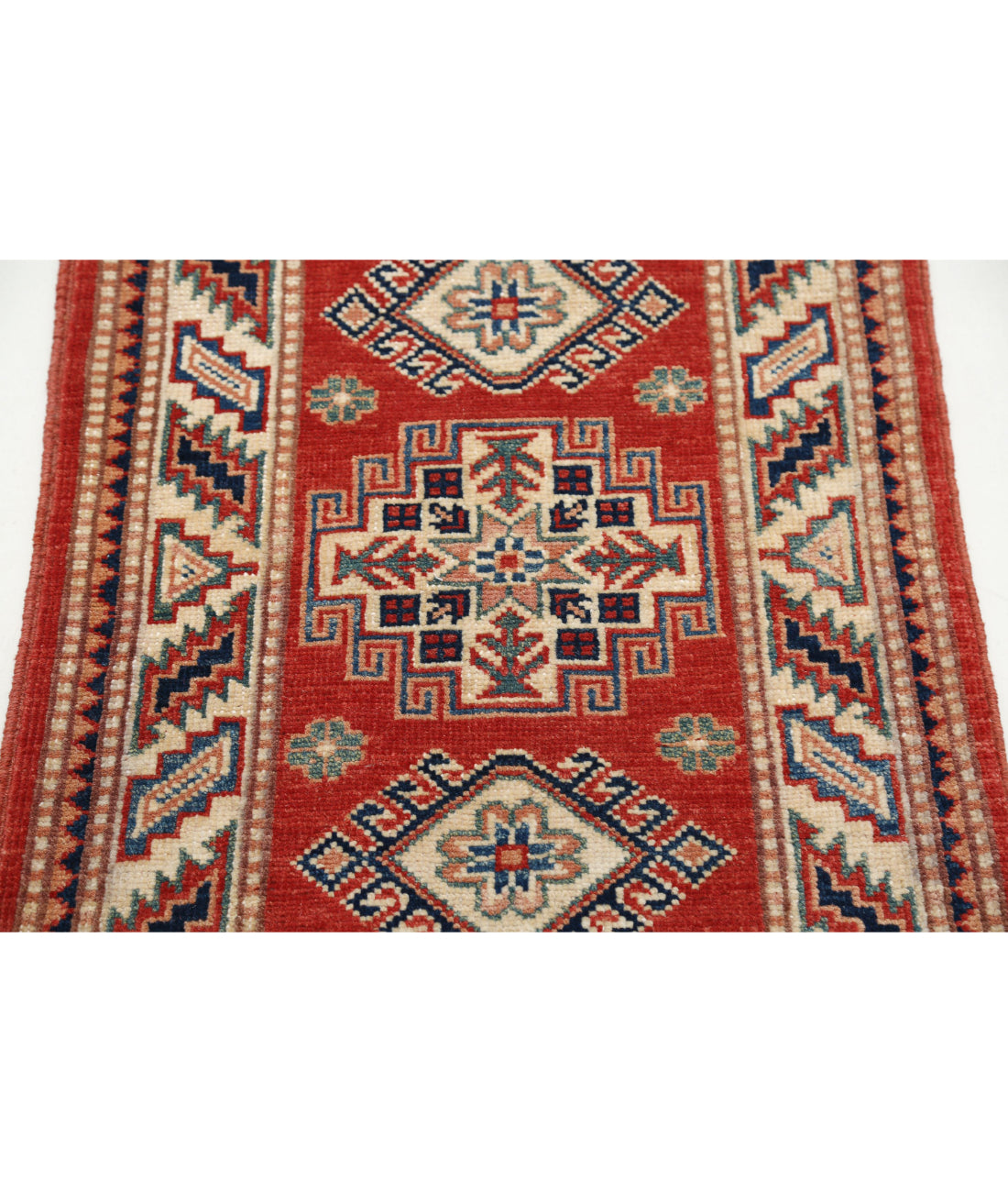 Kazak 2'0'' X 3'1'' Hand-Knotted Wool Rug 2'0'' x 3'1'' (60 X 93) / Red / Ivory