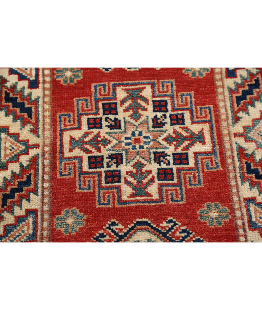 Kazak 2'0'' X 3'1'' Hand-Knotted Wool Rug 2'0'' x 3'1'' (60 X 93) / Red / Ivory