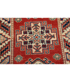 Kazak 2'0'' X 3'1'' Hand-Knotted Wool Rug 2'0'' x 3'1'' (60 X 93) / Red / Ivory