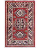 Kazak 2'0'' X 3'1'' Hand-Knotted Wool Rug 2'0'' x 3'1'' (60 X 93) / Red / Ivory