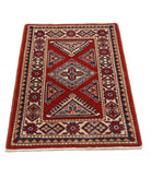 Kazak 2'0'' X 3'1'' Hand-Knotted Wool Rug 2'0'' x 3'1'' (60 X 93) / Red / Ivory