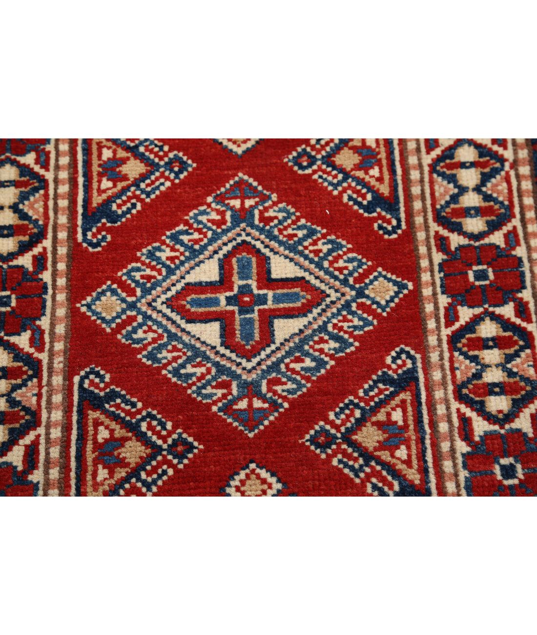 Kazak 2'0'' X 3'1'' Hand-Knotted Wool Rug 2'0'' x 3'1'' (60 X 93) / Red / Ivory