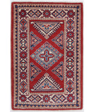 Kazak 2'0'' X 3'1'' Hand-Knotted Wool Rug 2'0'' x 3'1'' (60 X 93) / Red / Ivory