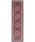 Kazak 2'7'' X 9'7'' Hand-Knotted Wool Rug 2'7'' x 9'7'' (78 X 288) / Red / Ivory