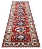 Kazak 2'8'' X 9'8'' Hand-Knotted Wool Rug 2'8'' x 9'8'' (80 X 290) / Red / Ivory