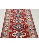 Kazak 2'8'' X 9'8'' Hand-Knotted Wool Rug 2'8'' x 9'8'' (80 X 290) / Red / Ivory