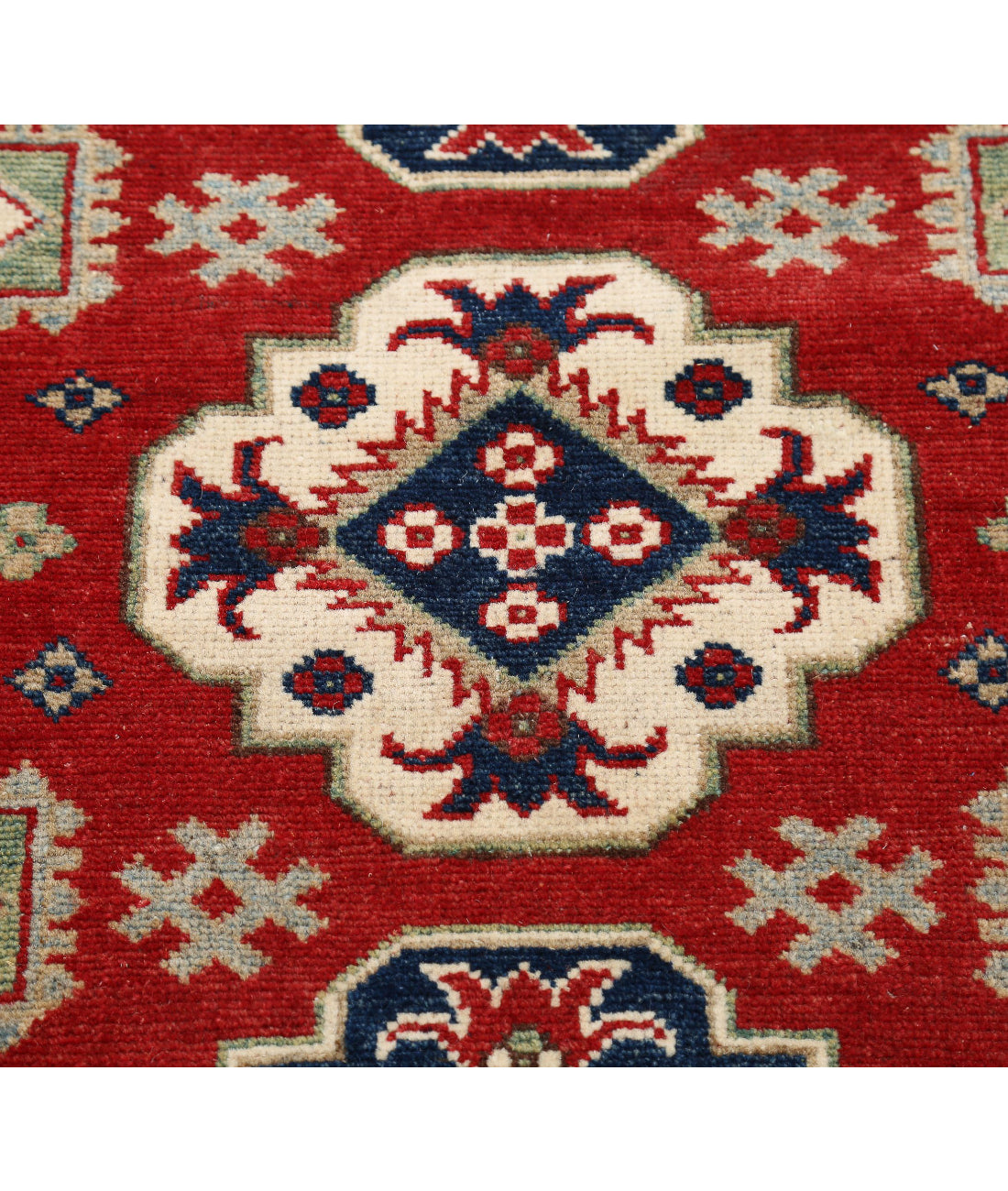 Kazak 2'8'' X 9'8'' Hand-Knotted Wool Rug 2'8'' x 9'8'' (80 X 290) / Red / Ivory